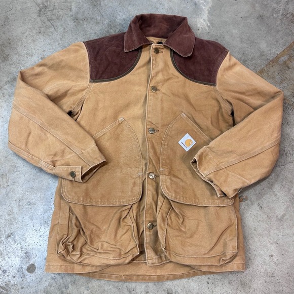 Carhartt Other - Vintage Carhartt Men's M Tan Duck Canvas Corduroy Collar Blanket Lined Jacket